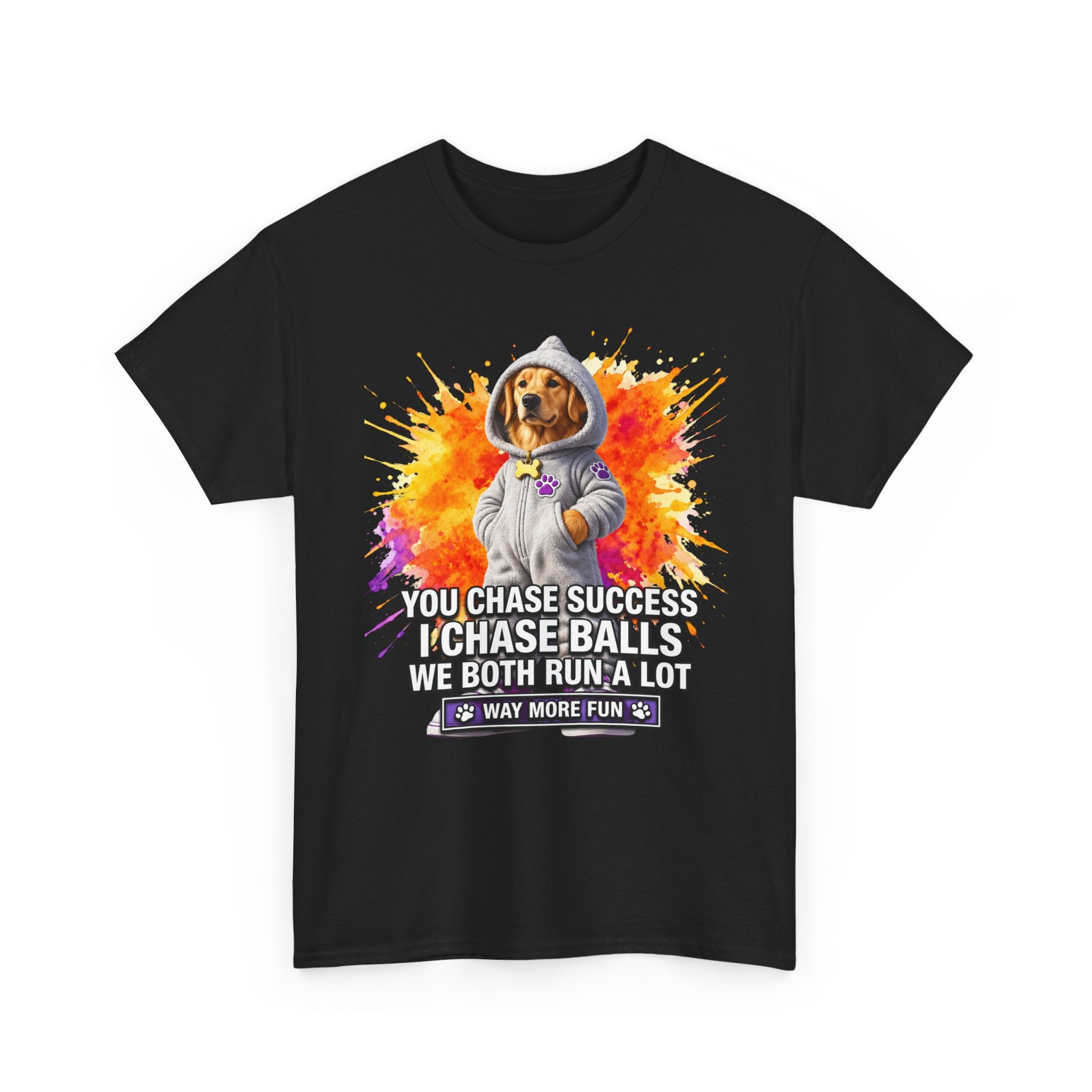 “We Both Chase Something” Graphic Tee — Golden Retriever Shirt