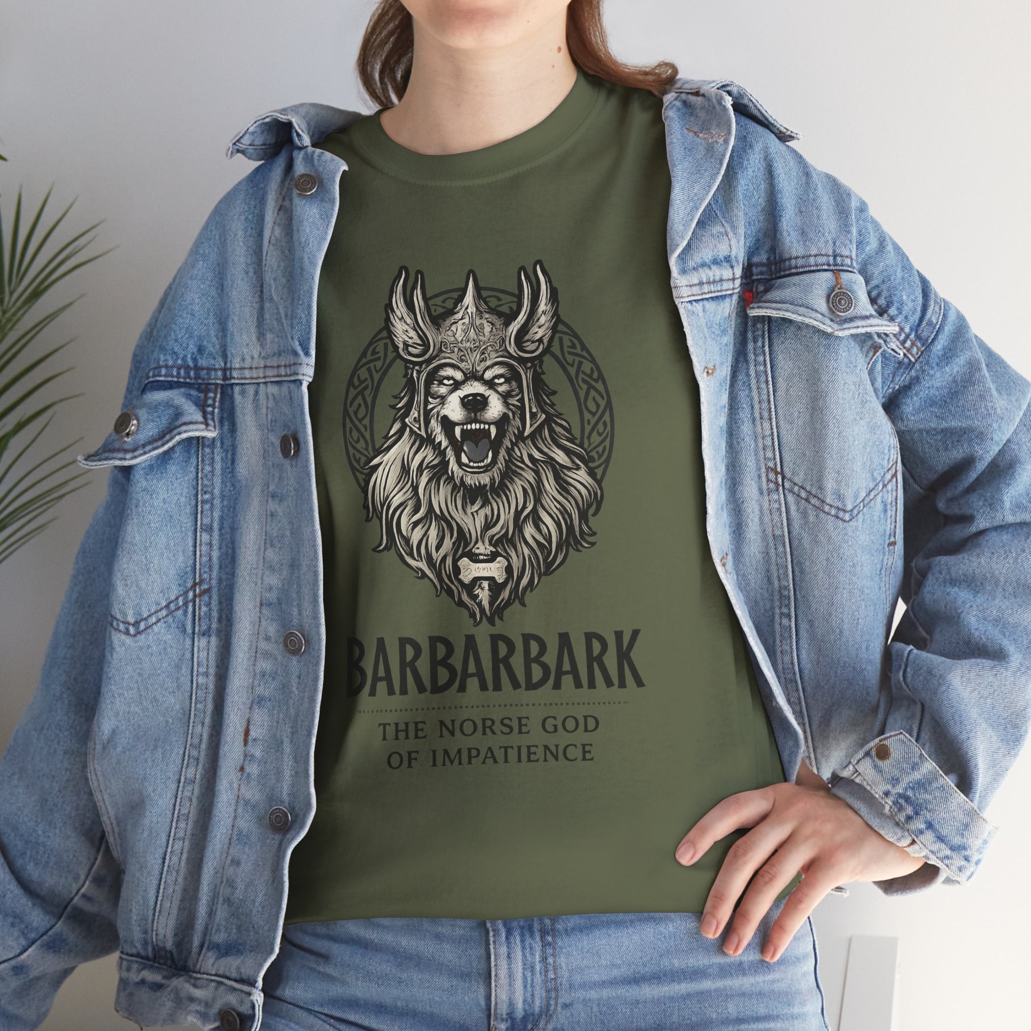 Barbarbark Viking Dog T-Shirt — "The Norse God of Impatience" Graphic Tee