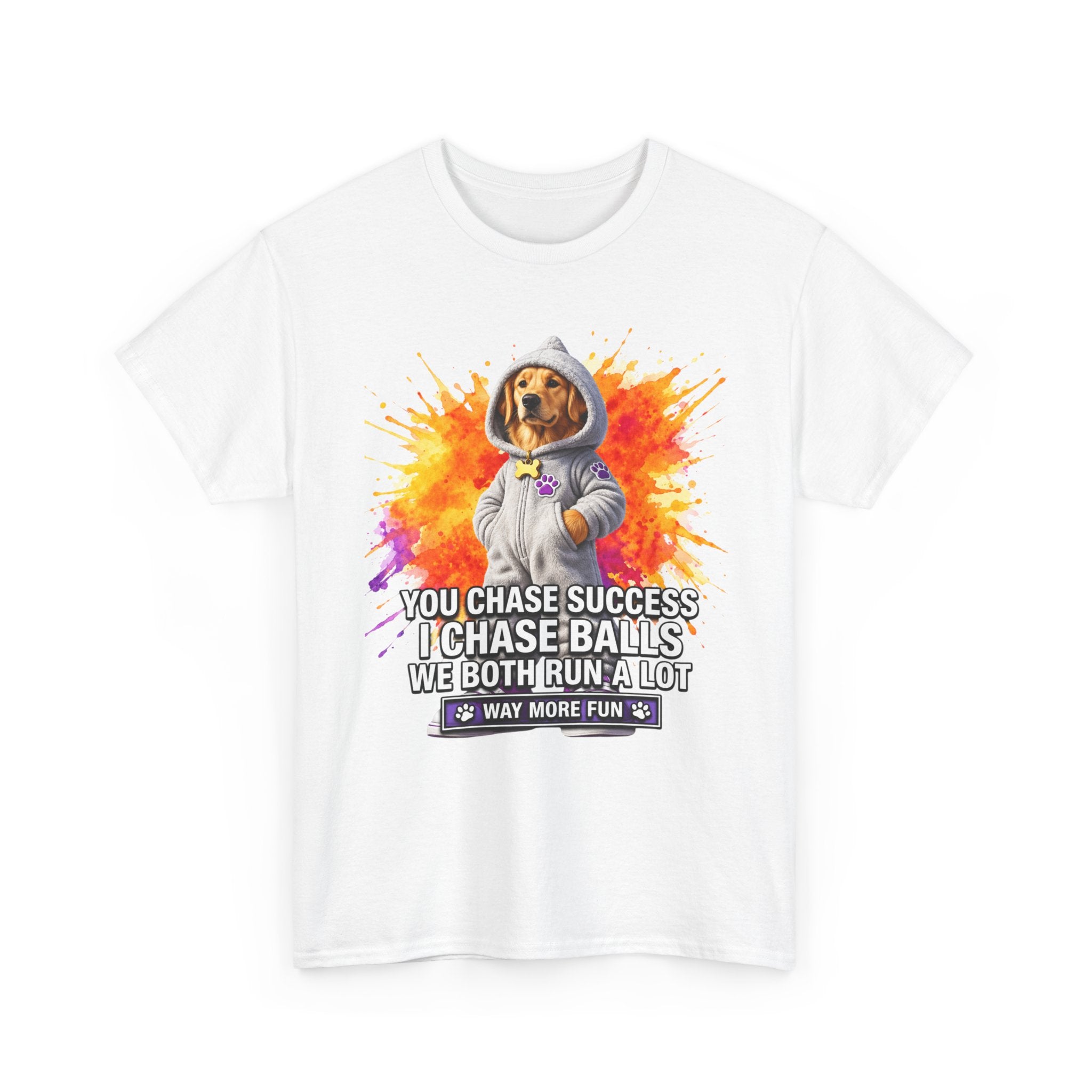 “We Both Chase Something” Graphic Tee — Golden Retriever Shirt