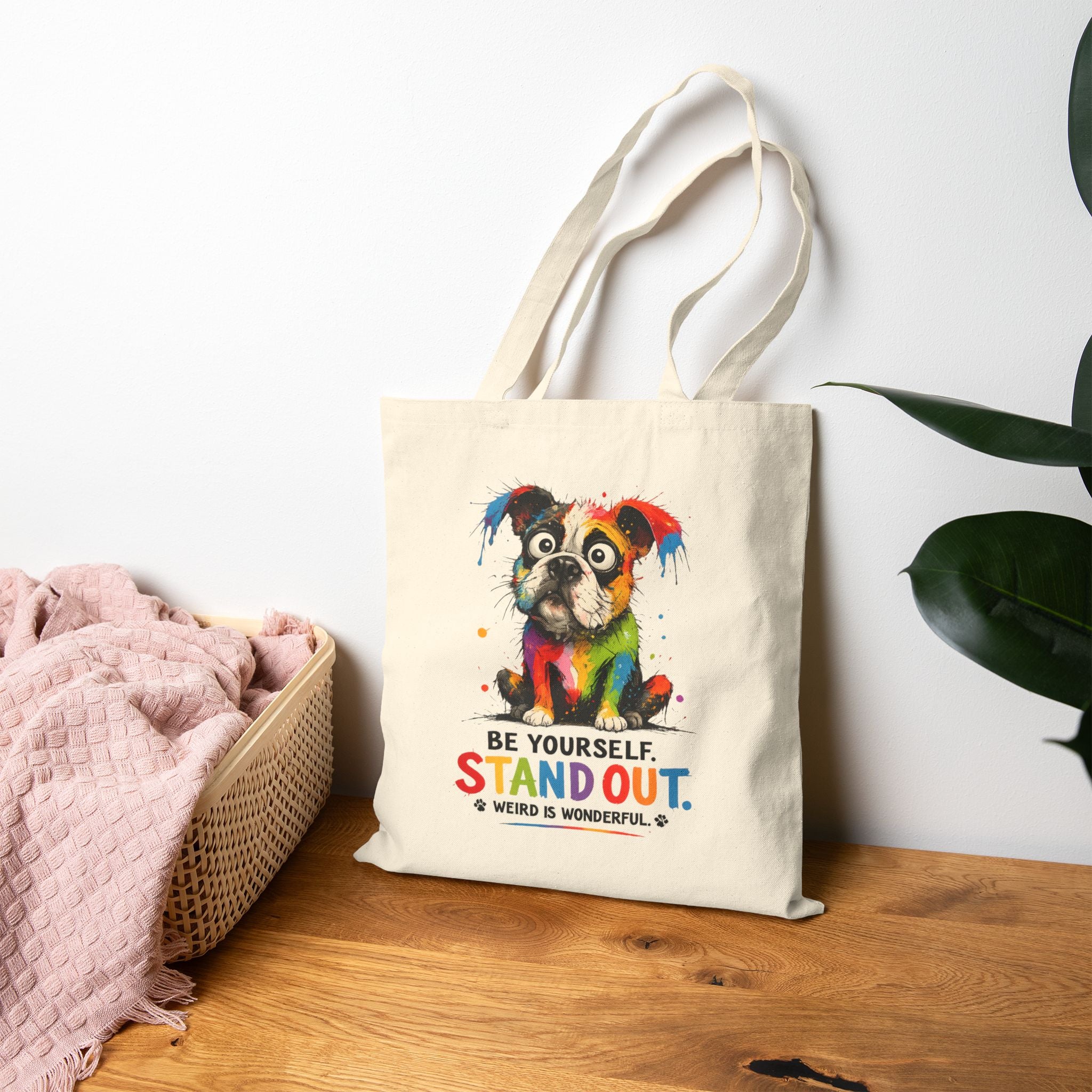 Colorful French Bulldog "Be Yourself Stand Out" Tote Bag