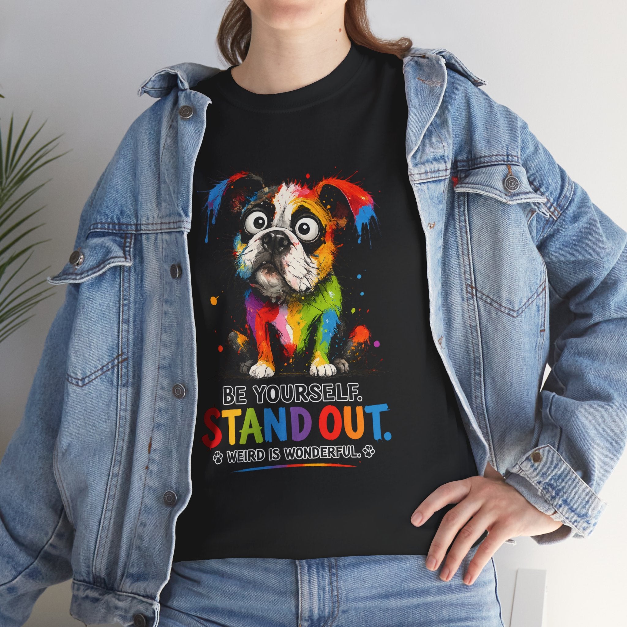 Be Yourself Stand Out French Bulldog T-Shirt — Colorful Dog Lover Graphic Tee
