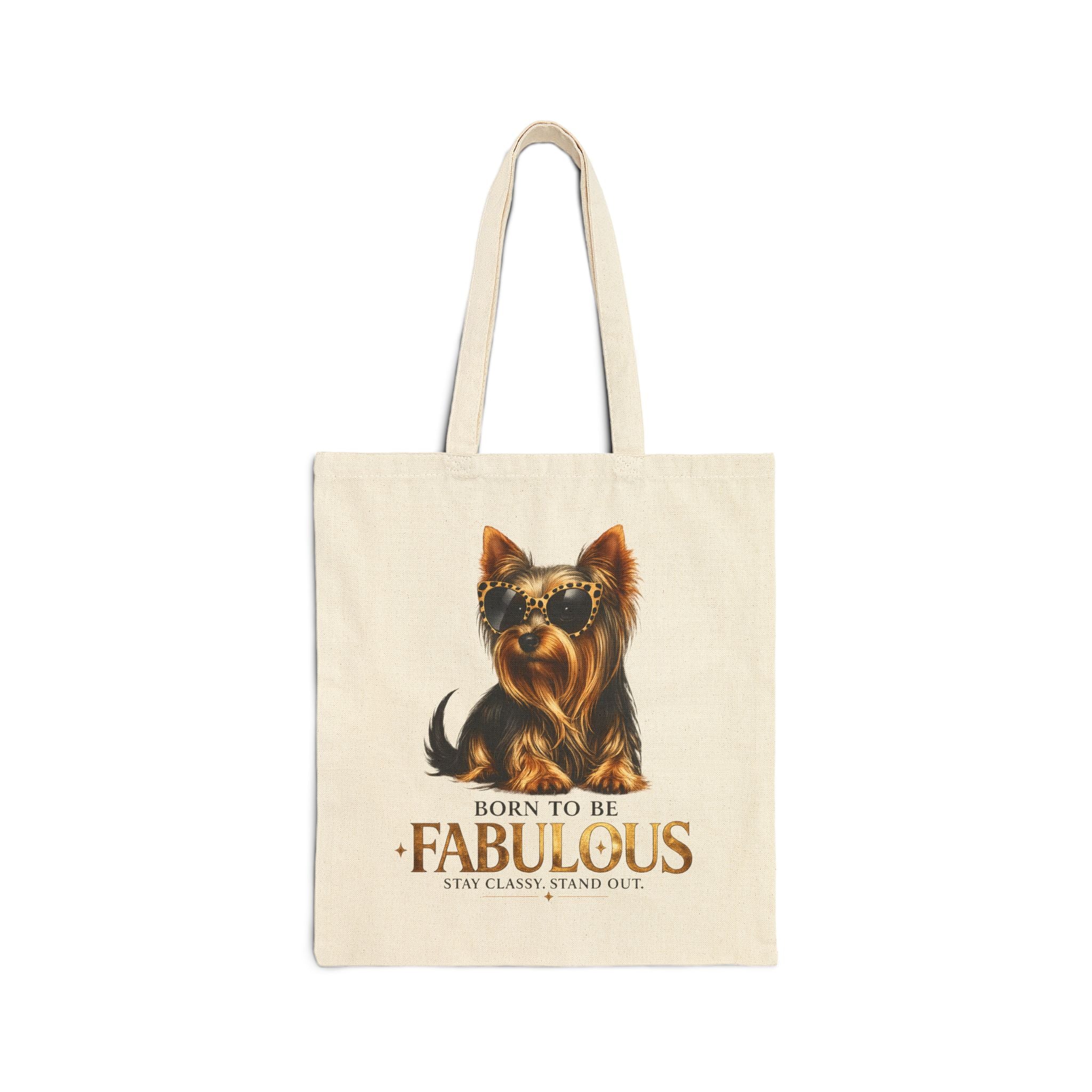 Tote Bag — "Born to Be Fabulous" Yorkie Canvas Tote