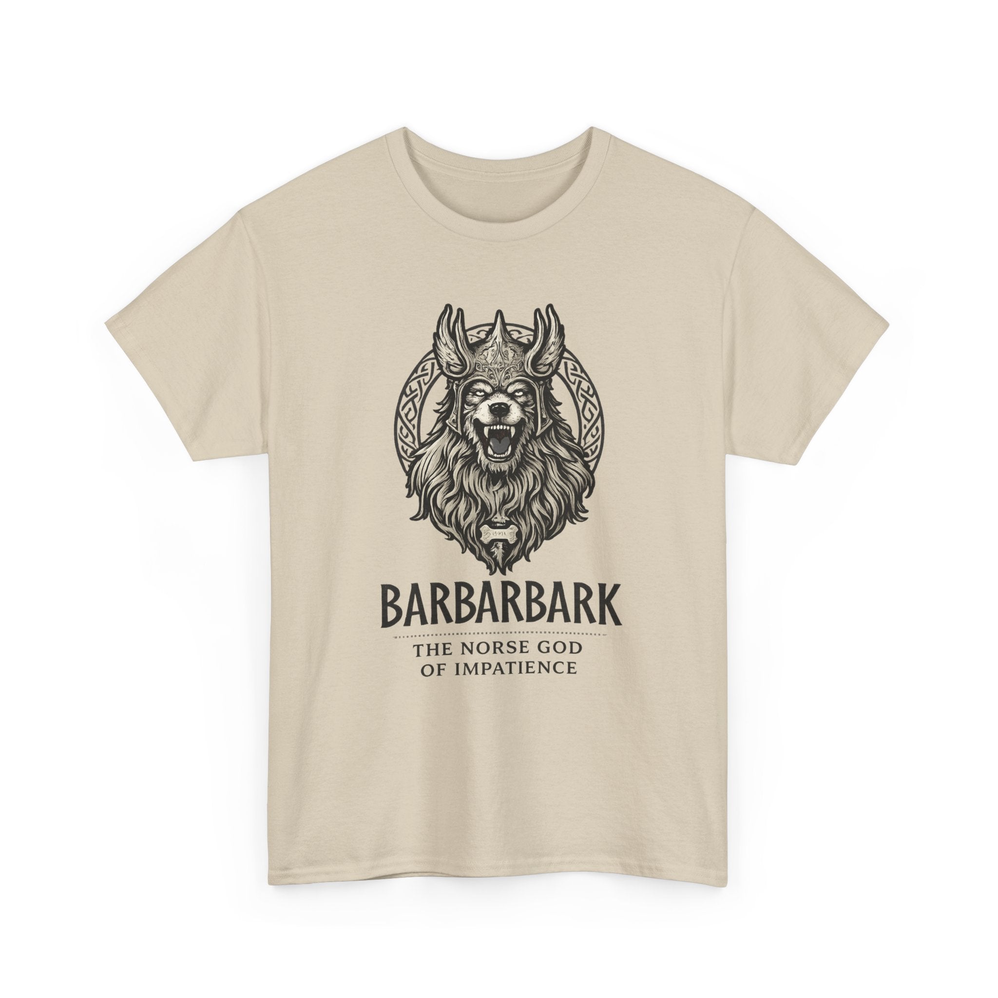 Barbarbark Viking Dog T-Shirt — "The Norse God of Impatience" Graphic Tee