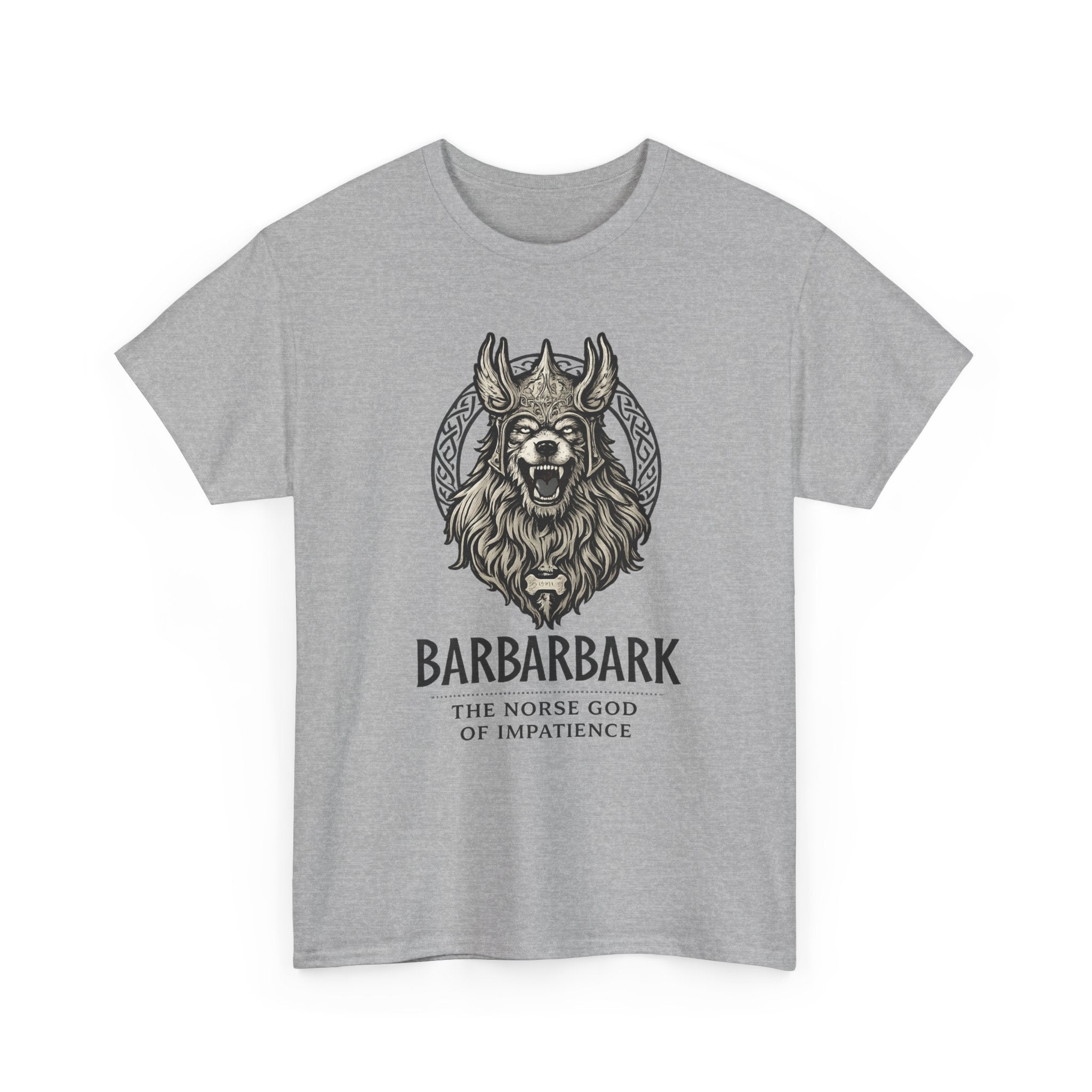 Barbarbark Viking Dog T-Shirt — "The Norse God of Impatience" Graphic Tee