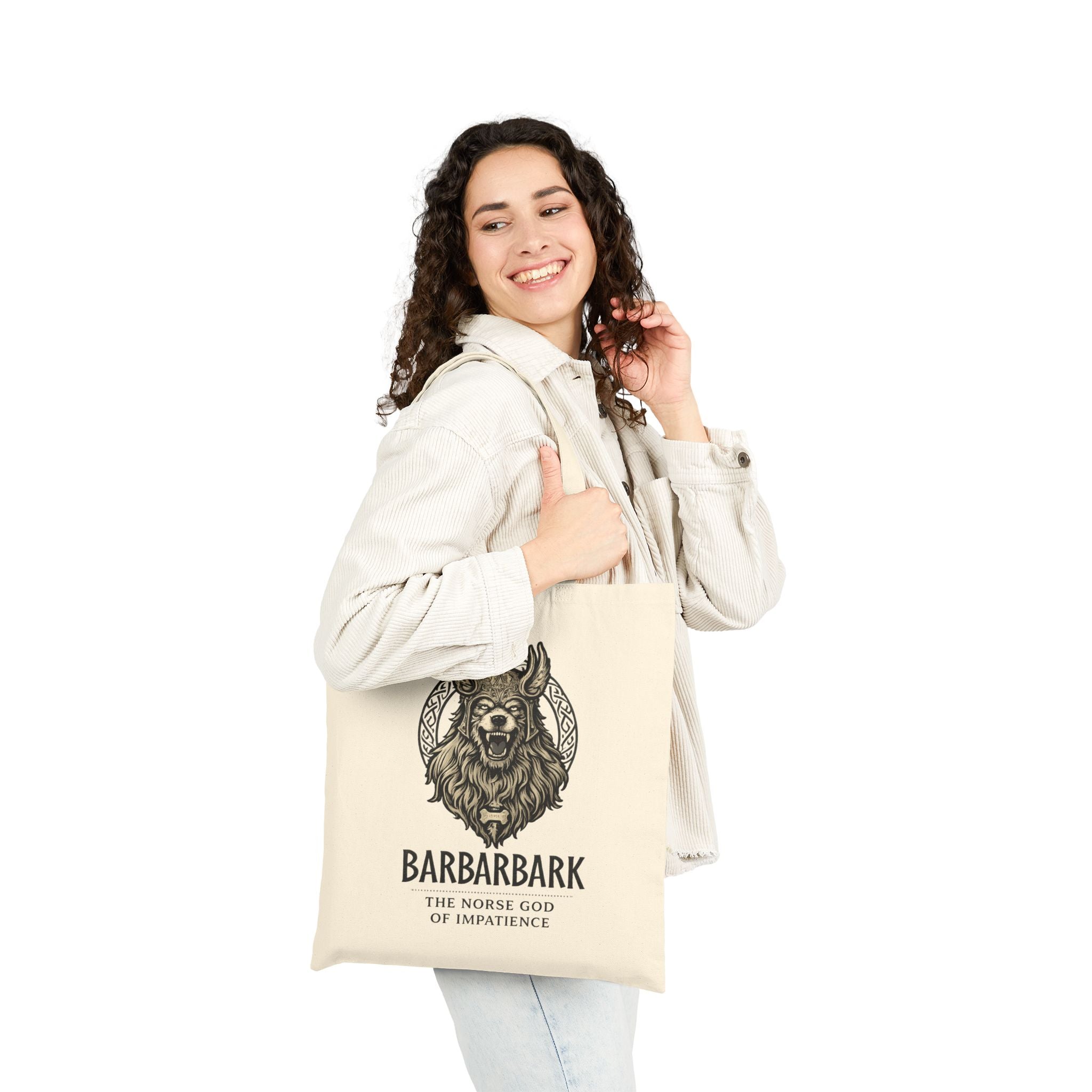 Barbarbark Viking Dog Tote — "The Norse God of Impatience" Canvas Tote