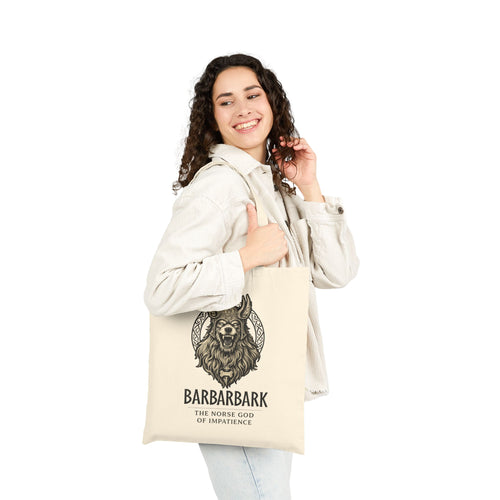 Barbarbark Viking Dog Tote — "The Norse God of Impatience" Canvas Tote