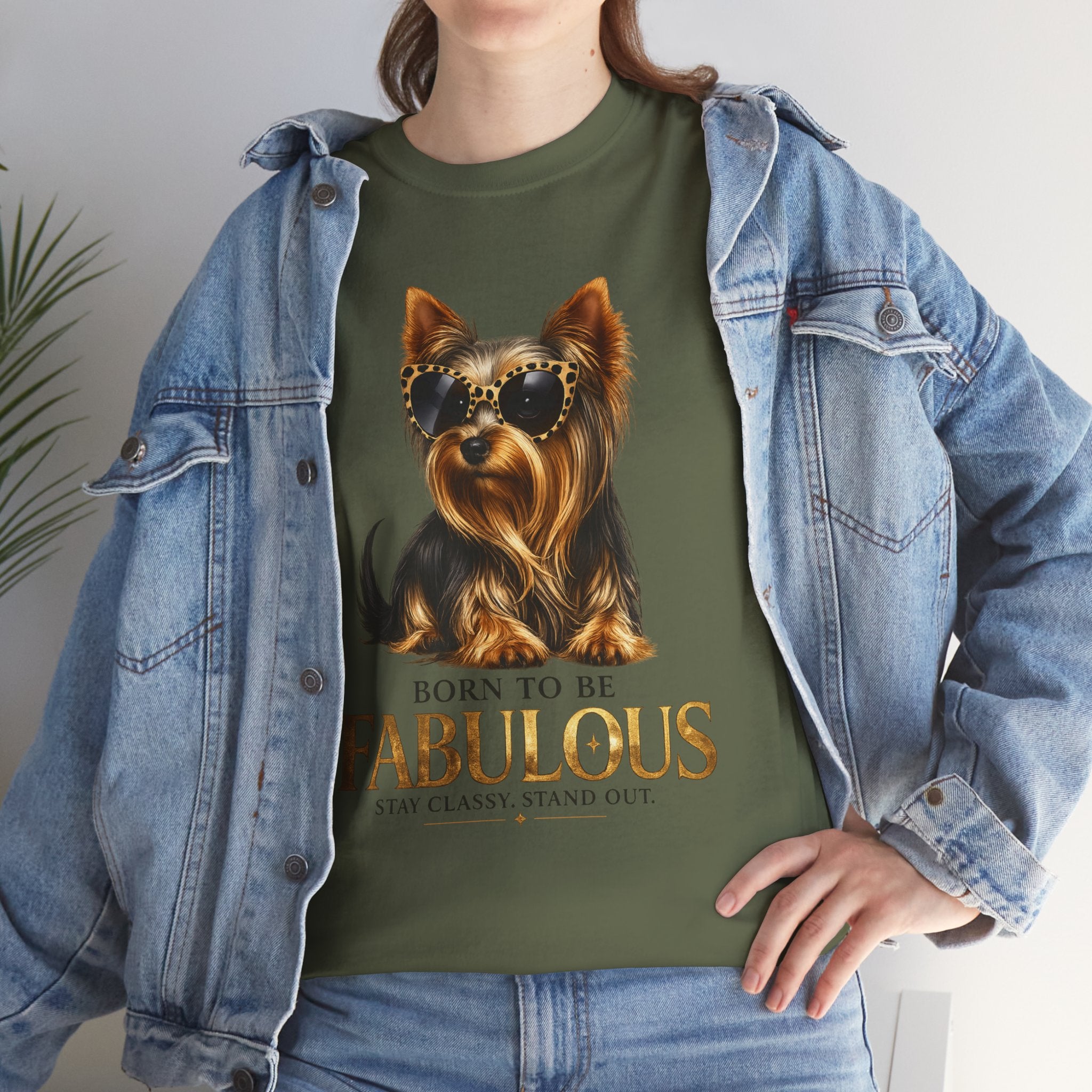 Born to Be Fabulous Yorkie T-Shirt — Stylish Dog Lover Tee